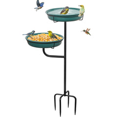 YALINKA front view of freestanding green birdbath bowl showing stable base and shape