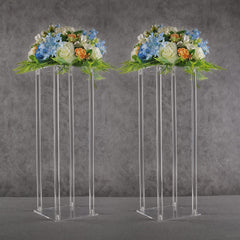 YALLOVE front view of two clear acrylic stands highlighting elegant height