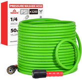 YAMATIC front view of 50 ft hose package showing product length and connectors benefit reach