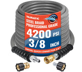 YAMATIC front view of 50 ft hose showing full length and connectors for easy replacement