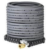 YAMATIC front view of 50ft hose showing full length and nonmarking benefits
