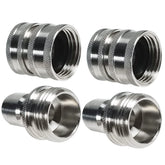 YAMATIC front view of two stainless quick connectors showing durable construction and easy swapping