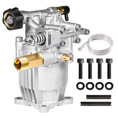YAMATIC pump front view showing mounting points and compact design benefit