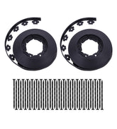YANEYRIE front view of 100FT black garden edging kit showing contents and compact packaging benefit