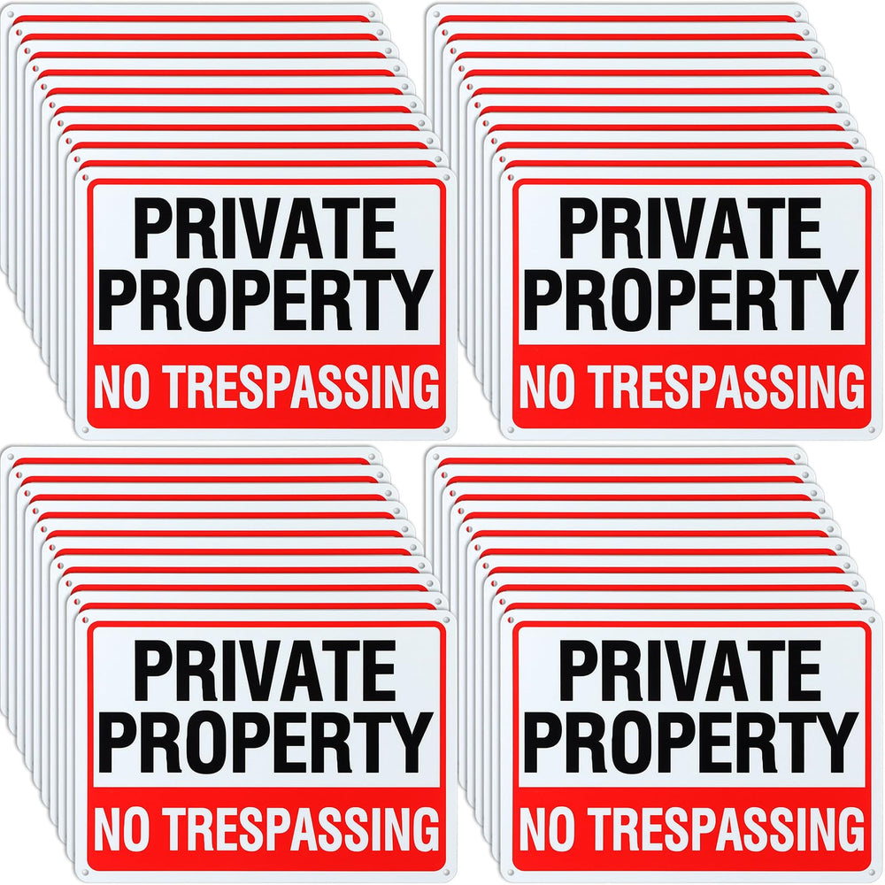 Yaocom front view of no trespassing sign showing bold red design and clarity