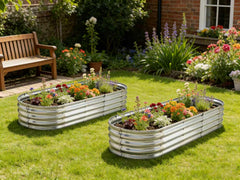 Yararday side view of assembled elevated planter demonstrating stable structure and neat edges