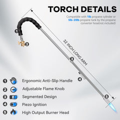 Yardwizard close-up of 32 inch long arm and ergonomic handle for comfort