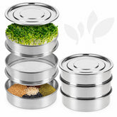 YARRD front view of stainless steel sprouting kit showing compact durable design