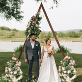 Yaseingoo triangle arch front view showcasing clean geometric backdrop and visual impact