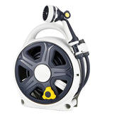 YASHINE front view of retractable hose reel showing compact design and storage benefit