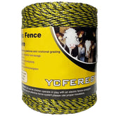 YCFERESY spool front view showing portable polywire and clear labeling for quick setup