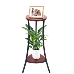 Yedcxup front view showing walnut shelves and black frame, stylish focal point