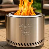 YEFU front view stainless fire pit showing clean design and efficient burn