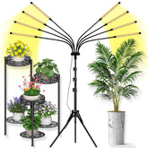 Yehsence front view of full 8-head grow light setup shows wide plant coverage