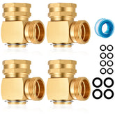 YELUN front view of four brass swivel elbows showing compact pack and solid finish