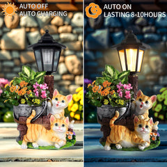 YEPOTUE side profile showing sculpted cats and stable base for outdoor use