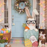 Yerliker front view of bunny sign showing rustic charm and curb appeal