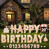 Yerliker front display rose gold letters on lawn showing clear celebratory impact