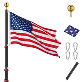 Yeshom flag pole full height showing two flags flying clearly and visible