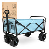 Yesker front view folded wagon showing compact storage benefit
