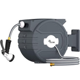 YESTAR front-mounted reel showing neat wall installation and tidy storage benefit