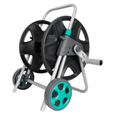 YESTAR front view of hose cart showing wheels and handle, easy mobility