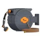 YESTAR front view of retractable hose reel showing compact storage benefit