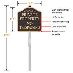 YHAIATTA side profile showing sign attached to 29.9-inch metal stake for stability