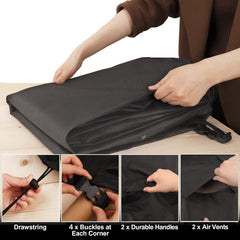 YHINGG drawstring and buckle detail securing cover against wind