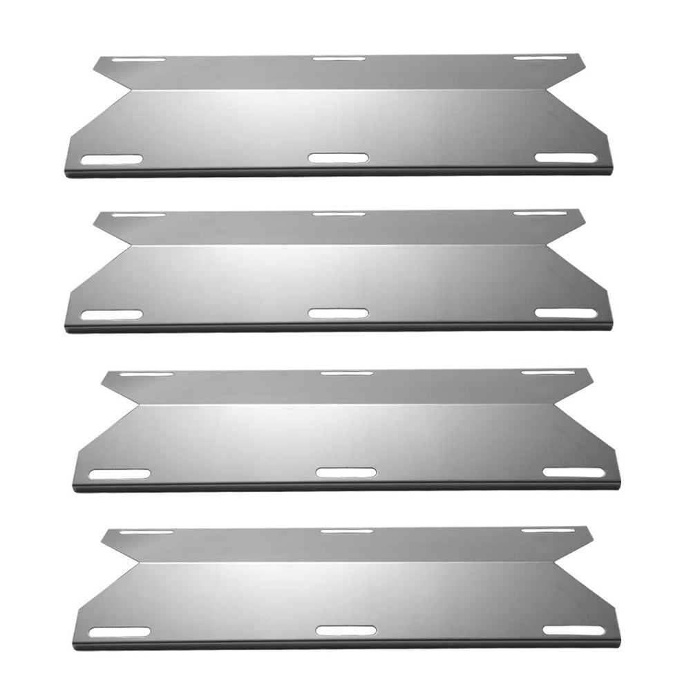 YIHAM front view of four stainless steel heat shields showing full set and fit benefit