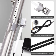 yiming adjustable crossover tube beside tape measure showing 5-to-9-inch range for proper fit