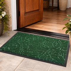 Yimobra front view of green floral 36x24 mat showing design and curb appeal