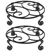 Yimobra front view showing two black metal plant stands and durability benefit