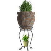 Yimobra front view of metal plant stand showing sturdy silhouette and display benefit