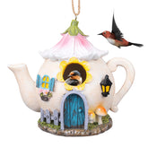 Yinns resin bird house front view showing realistic entrance and weatherproof protection