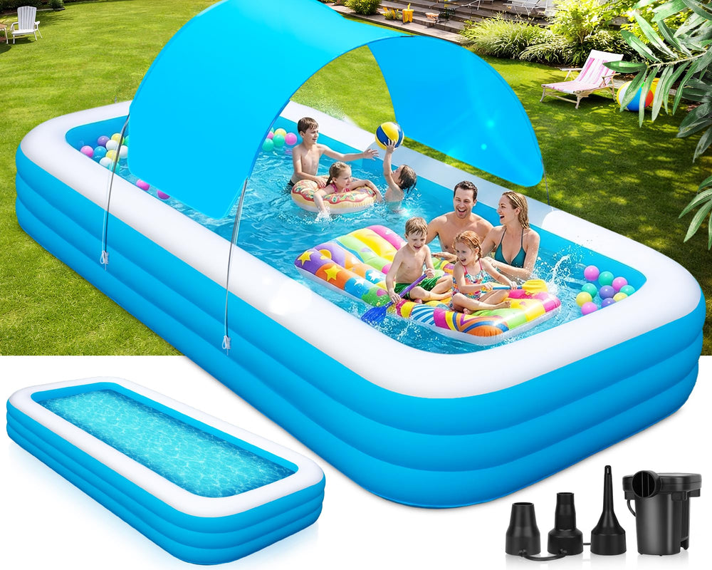 YIPYOP front view of inflatable pool showing spacious family benefit