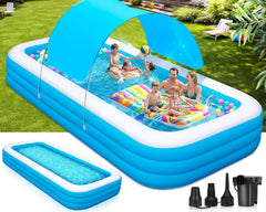 YIPYOP front view of inflatable pool showing spacious family benefit