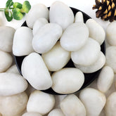 YISZM front packaging displaying 20lbs white river rocks, shows value and convenience