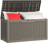 YITAHOME deck box front view showing large storage and tidy patio benefit