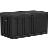 YITAHOME front view of deck box showing spacious storage and neat outdoor fit