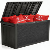 YITAHOME deck box front view showing neat outdoor storage and curb appeal