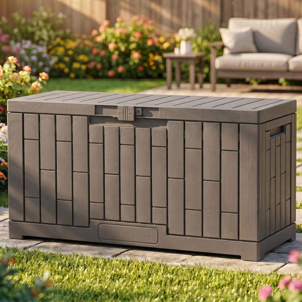 YITAHOME front view of deck box showing compact outdoor storage benefit