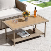 YITAHOME front view brown wicker table showing balanced design and curb appeal