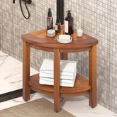 YITAHOME front view of corner shower stool showing shape and storage benefit