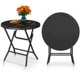 YITAHOME front view of round folding table shows sturdy silhouette and portability