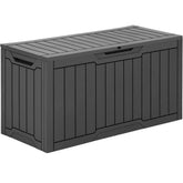 YITAHOME front view of outdoor storage box showing weatherproof design and organized storage benefit