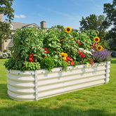 YITAHOME raised bed front view showing full planter and cream yellow finish