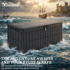 YITAHOME side handle being used to move the deck box easily