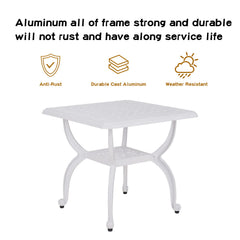 YKSY&YKSY table leg and base detail showing sturdy cast-aluminum build