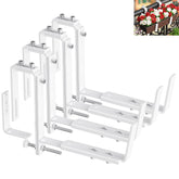 Y&M front view of four adjustable brackets showing durable steel and compact design benefit
